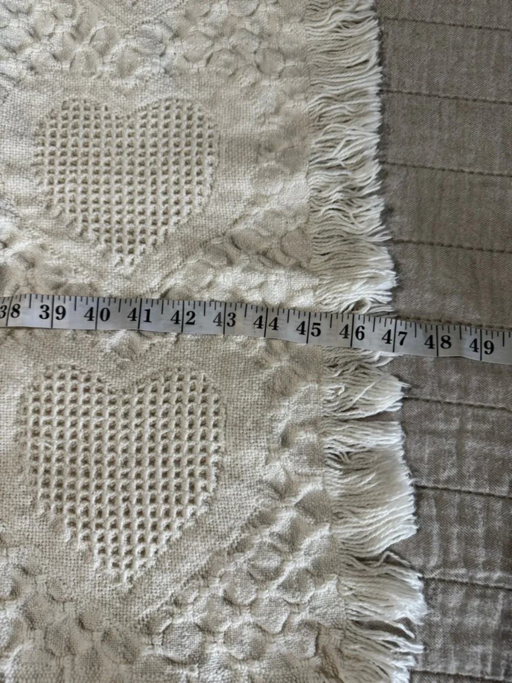 Cream knit heart throw blanket crotchet
